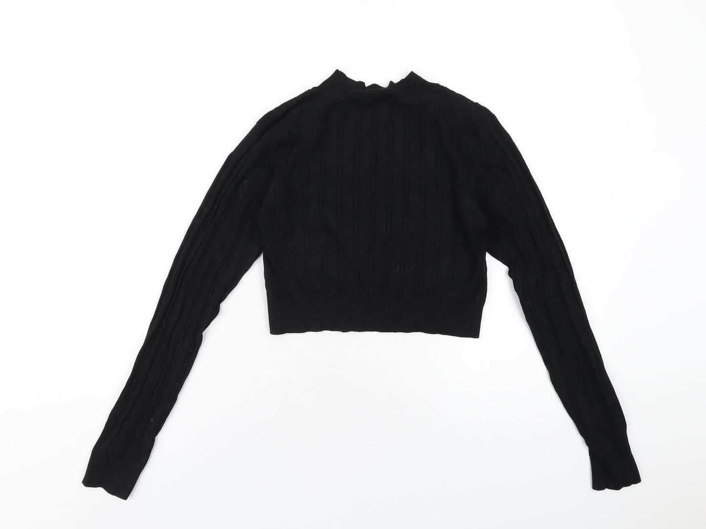 Womens UK Size S Glamorous Black Cropped T-Shirt