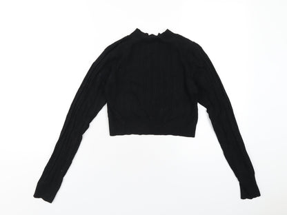 Womens UK Size S Glamorous Black Cropped T-Shirt