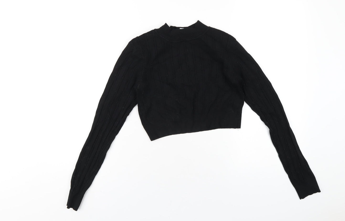 Womens UK Size S Glamorous Black Cropped T-Shirt