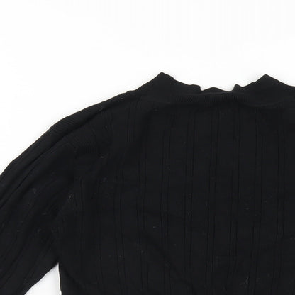 Womens UK Size S Glamorous Black Cropped T-Shirt