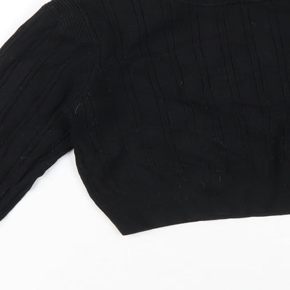 Womens UK Size S Glamorous Black Cropped T-Shirt