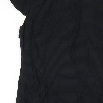 Marks and Spencer Womens Black Silk A-Line Size 8 Scoop Neck Zip