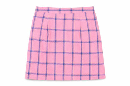 Heartbreak Womens Pink Plaid Cotton A-Line Skirt Size 10 Zip