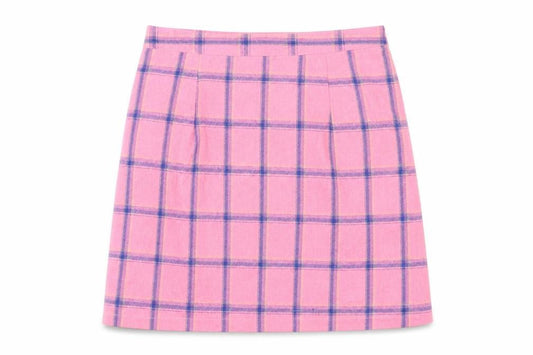 Heartbreak Womens Pink Plaid Cotton A-Line Skirt Size 10 Zip