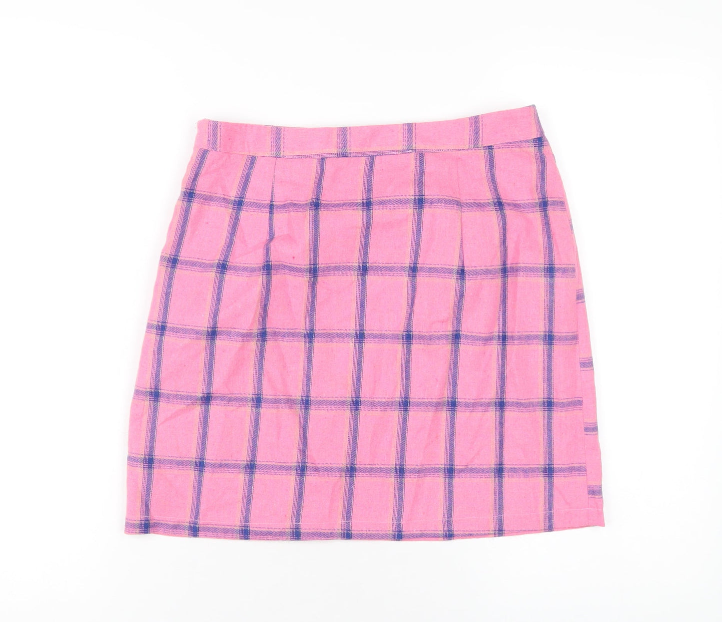 Heartbreak Womens Pink Plaid Cotton A-Line Skirt Size 10 Zip