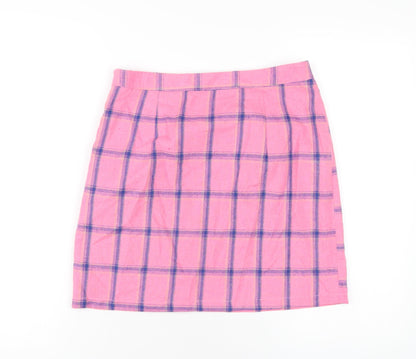 Heartbreak Womens Pink Plaid Cotton A-Line Skirt Size 10 Zip
