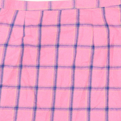 Heartbreak Womens Pink Plaid Cotton A-Line Skirt Size 10 Zip