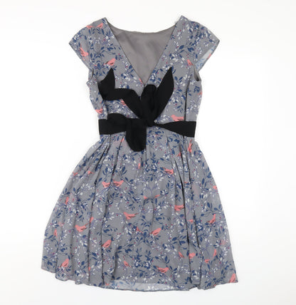 Dorothy Perkins Womens Green Geometric Polyester A-Line Size 8 Round Neck Zip