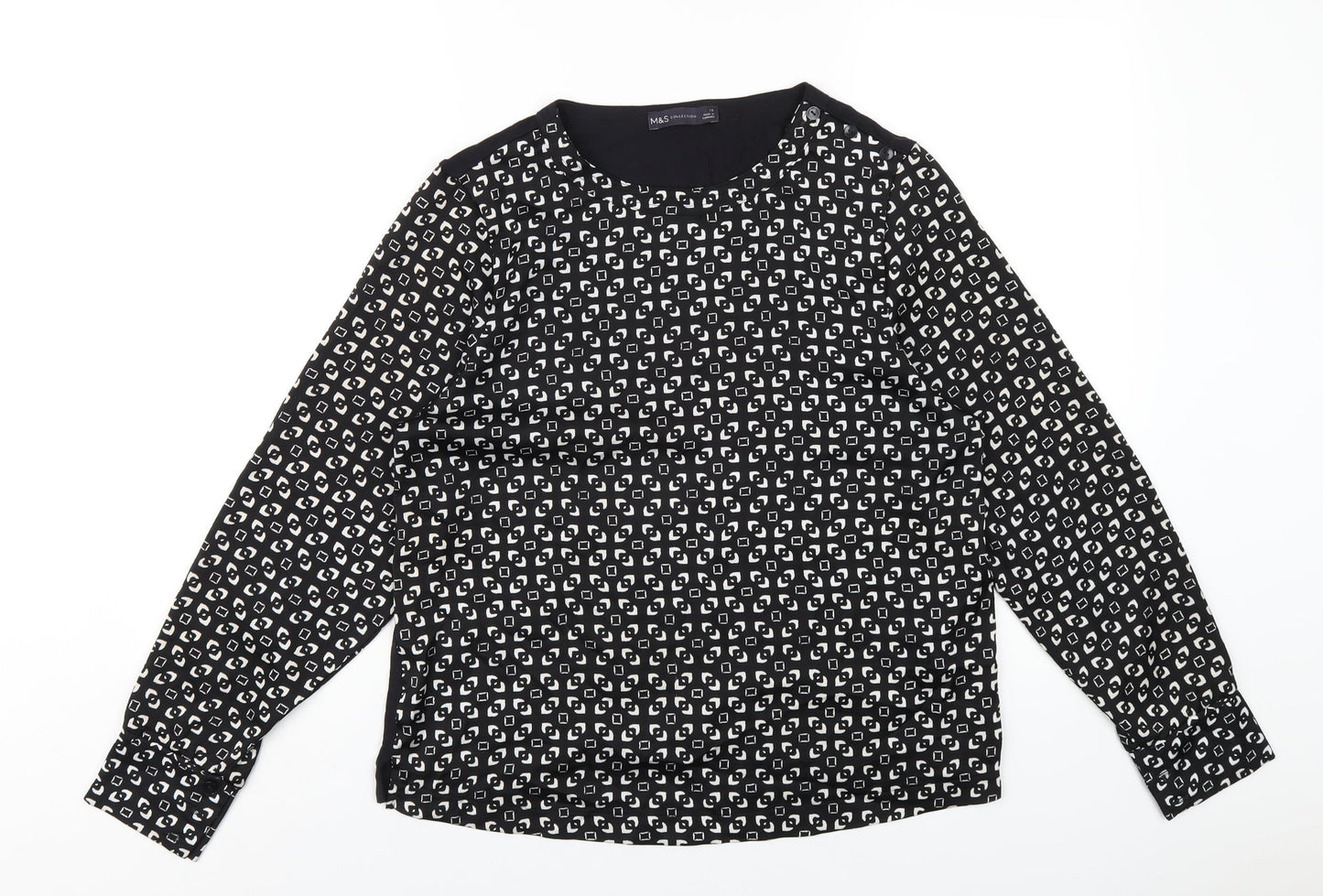 Womens UK Size 10 Marks and Spencer Black Basic T-Shirt