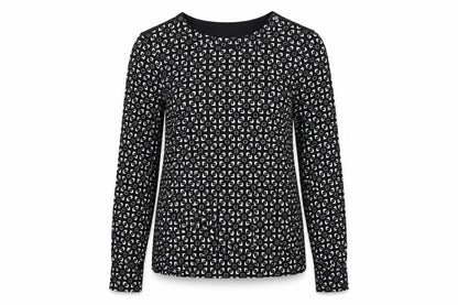 Marks & Spencer Womens Black Geometric Polyester Basic T-Shirt Size 10 Round Neck
