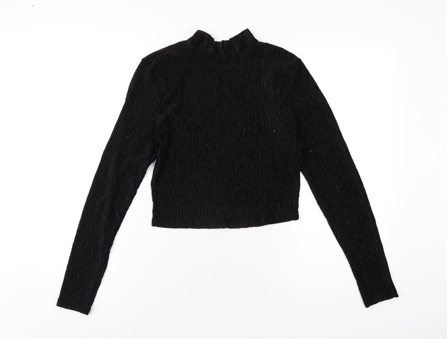Womens UK Size M H&M Black Cropped T-Shirt