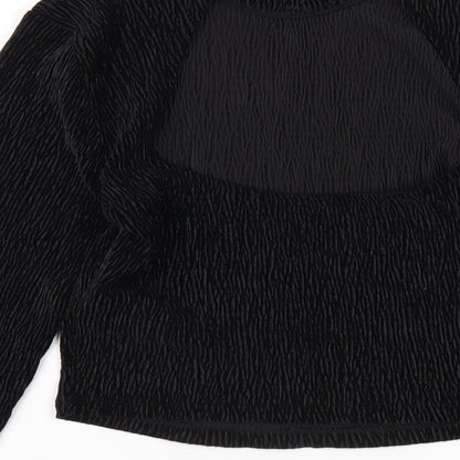 Womens UK Size M H&M Black Cropped T-Shirt