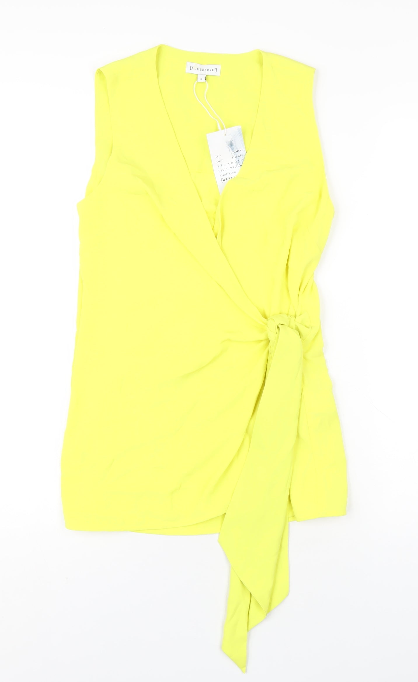 Womens UK Size 8 Warehouse Yellow Wrap Blouse