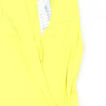 Womens UK Size 8 Warehouse Yellow Wrap Blouse