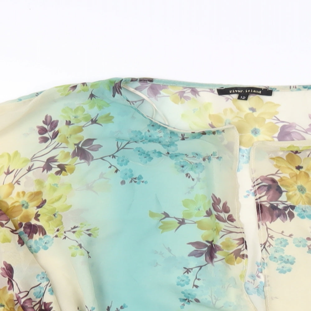 Womens UK Size 12 River Island Multicoloured Kimono T-Shirt