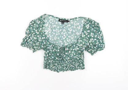 Womens UK Size S Motel Green Cropped T-Shirt