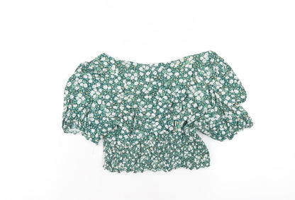 Womens UK Size S Motel Green Cropped T-Shirt
