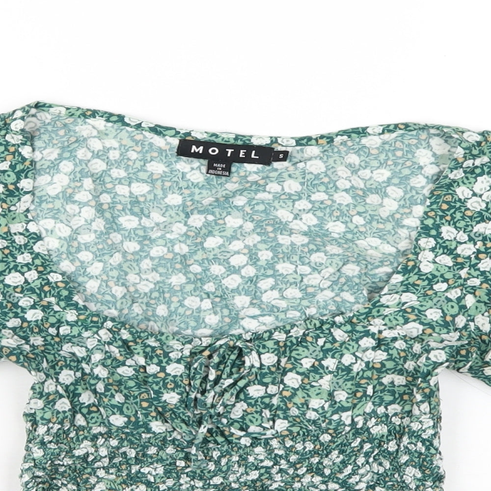 Womens UK Size S Motel Green Cropped T-Shirt