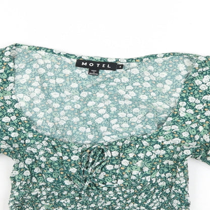 Womens UK Size S Motel Green Cropped T-Shirt