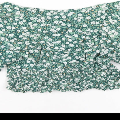 Womens UK Size S Motel Green Cropped T-Shirt
