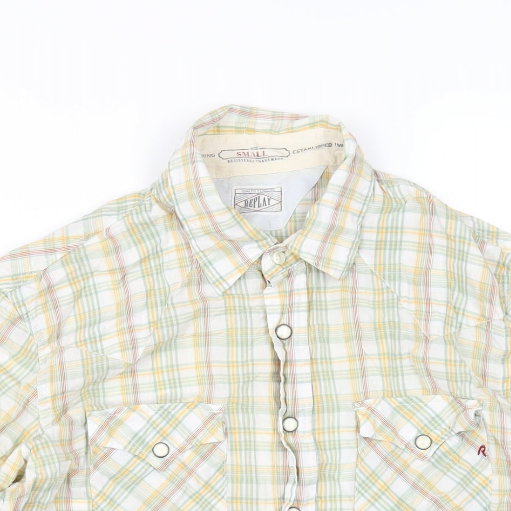 Replay Womens Multicoloured Plaid Cotton Basic Button-Up Size S Collared