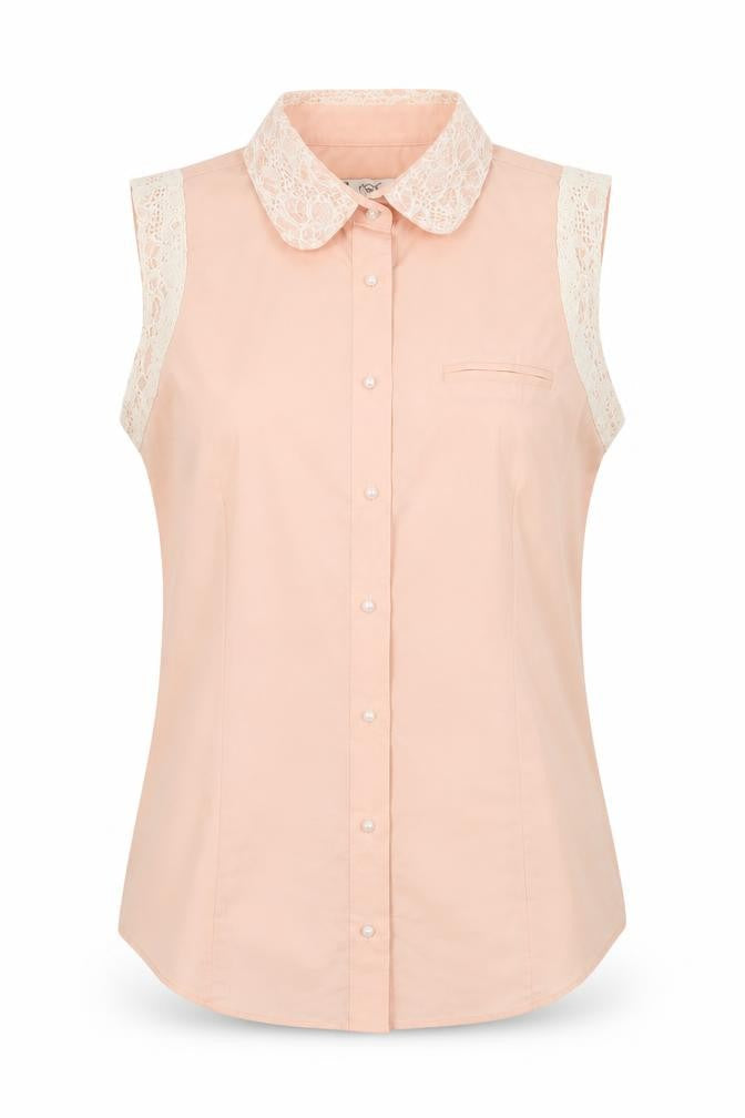 Next Womens Pink Cotton Basic Button-Up Size 6 Collared