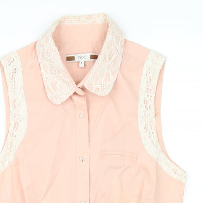 Womens UK Size 6 NEXT Pink Basic Button-Up