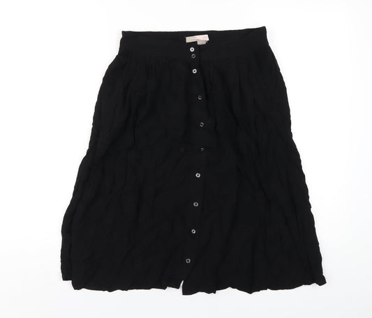 FOREVER 21 Womens Black Viscose A-Line Skirt Size S Button