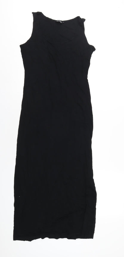 Select Womens Black Viscose T-Shirt Dress Size 14 Round Neck Pullover