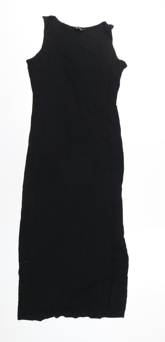 Select Womens Black Viscose T-Shirt Dress Size 14 Round Neck Pullover