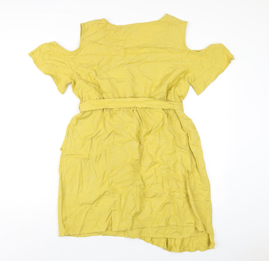 Anthology Womens Yellow Cotton A-Line Size 14 Round Neck Pullover