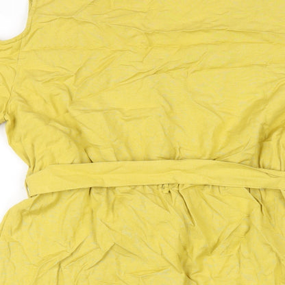 Anthology Womens Yellow Cotton A-Line Size 14 Round Neck Pullover