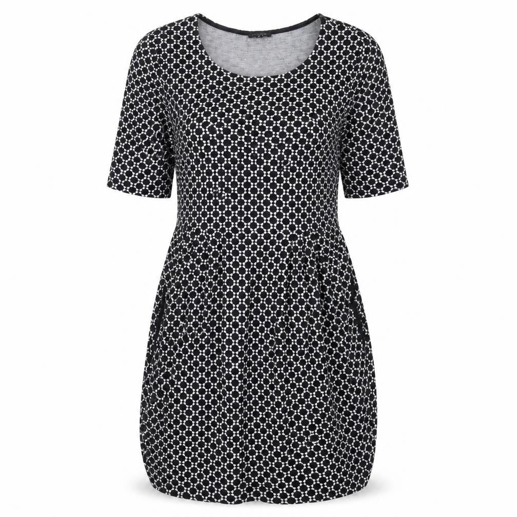 River Island Womens Black Geometric Cotton A-Line Size 14 Round Neck Pullover