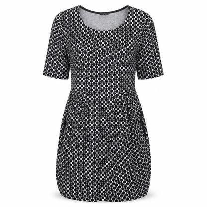River Island Womens Black Geometric Cotton A-Line Size 14 Round Neck Pullover