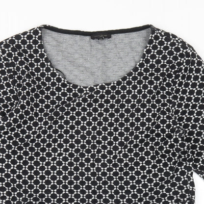 River Island Womens Black Geometric Cotton A-Line Size 14 Round Neck Pullover