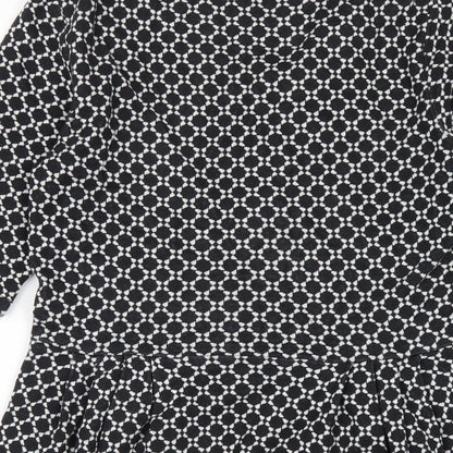 River Island Womens Black Geometric Cotton A-Line Size 14 Round Neck Pullover