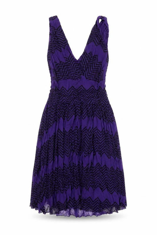 Front view of Only women’s purple geometric polyester a-line, size M, v-neck zip