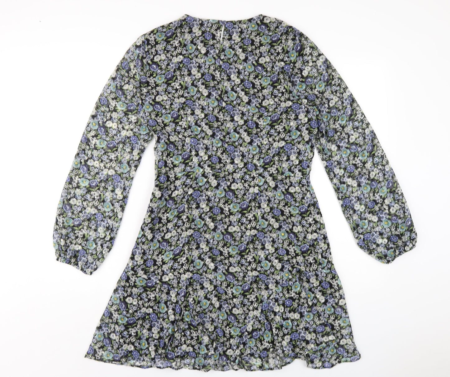 NEXT Womens Multicoloured Floral Polyester A-Line Size 10 V-Neck Zip