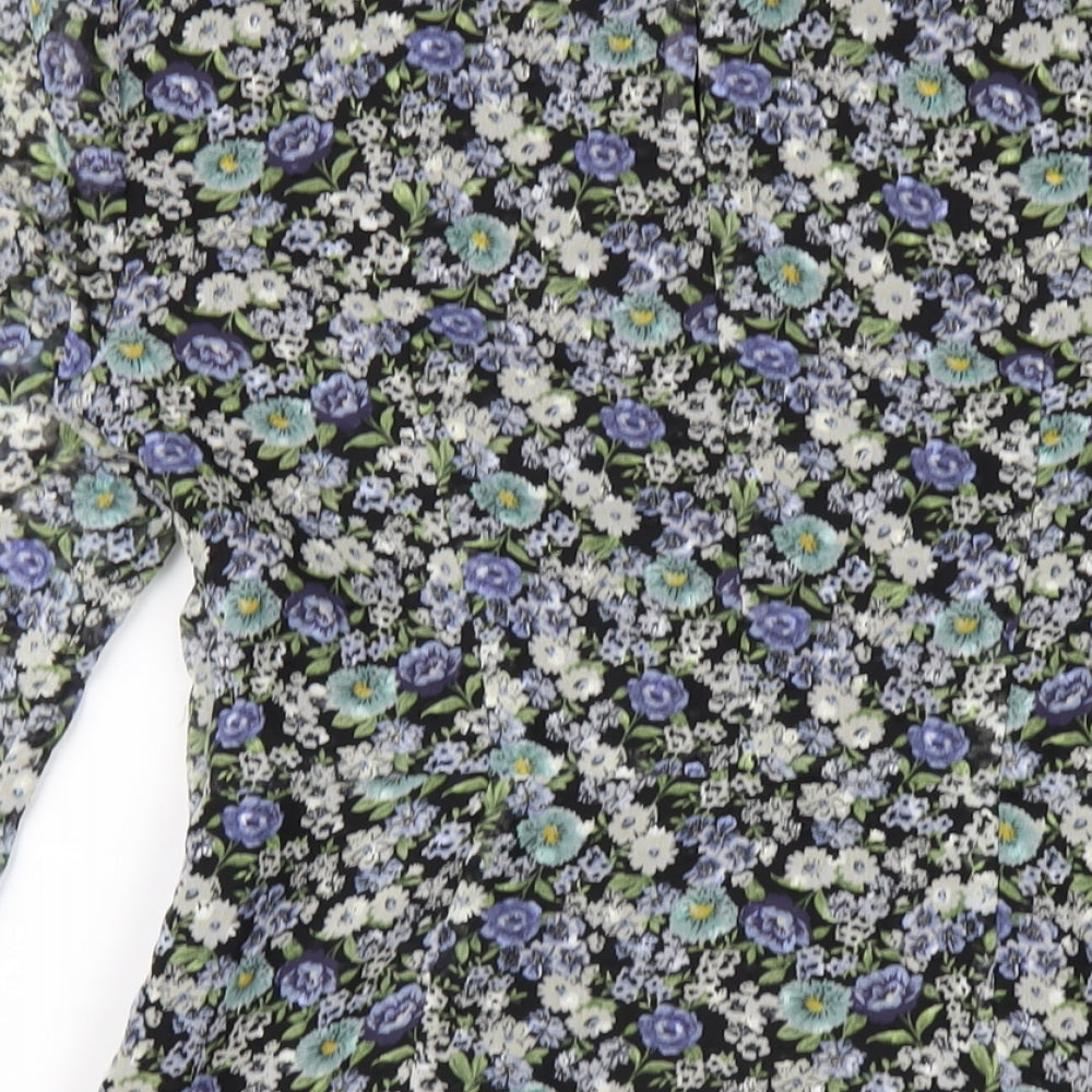 NEXT Womens Multicoloured Floral Polyester A-Line Size 10 V-Neck Zip