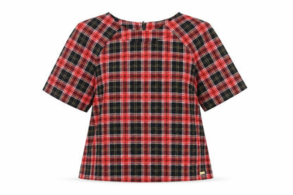 Red or Dead Womens Multicoloured Plaid Polyester Basic T-Shirt Size 10 Round Neck