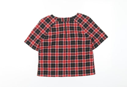 Red or Dead Womens Multicoloured Plaid Polyester Basic T-Shirt Size 10 Round Neck