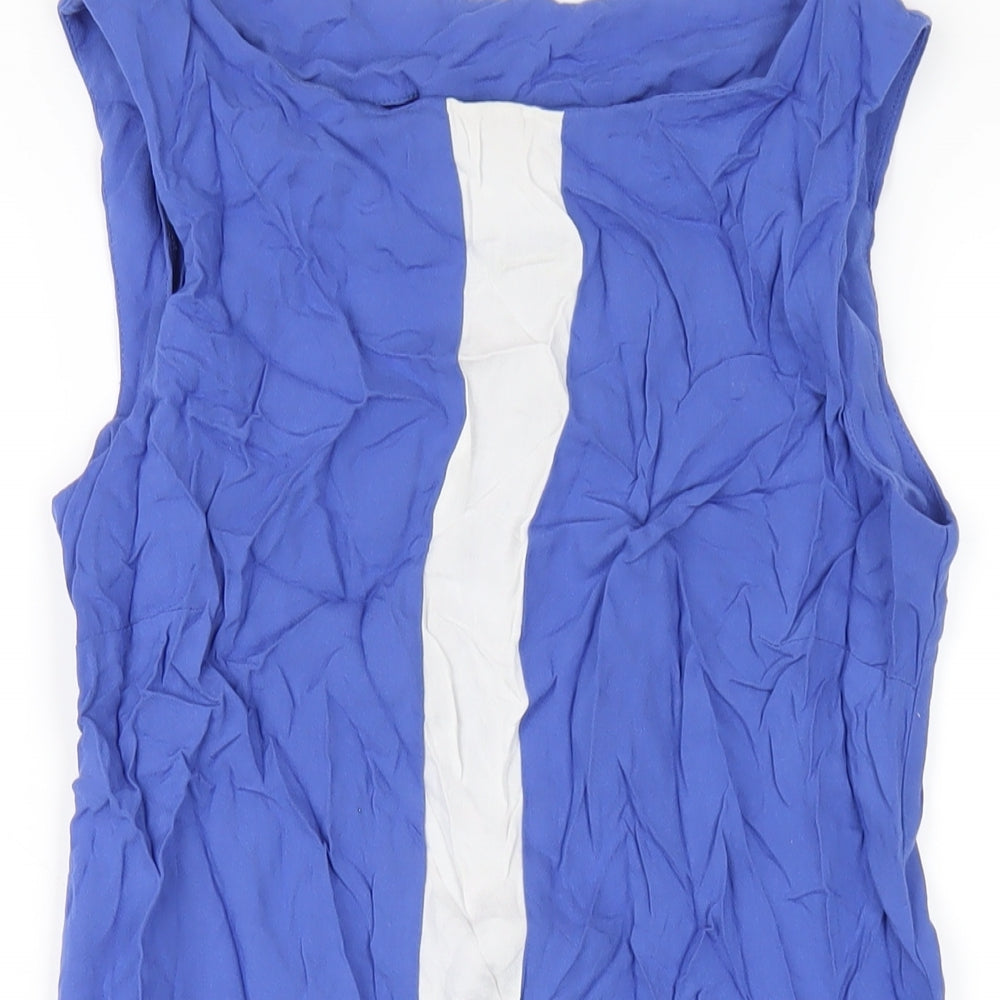 Mango Womens Blue Viscose Tank Dress Size S Round Neck Pullover