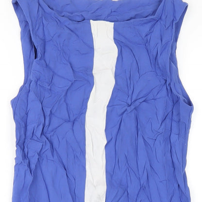 Mango Womens Blue Viscose Tank Dress Size S Round Neck Pullover