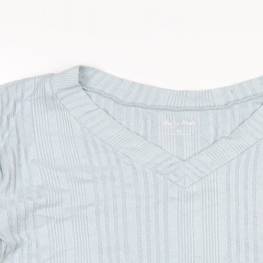 Womens UK Size XS Gilly Hicks Blue Cropped T-Shirt