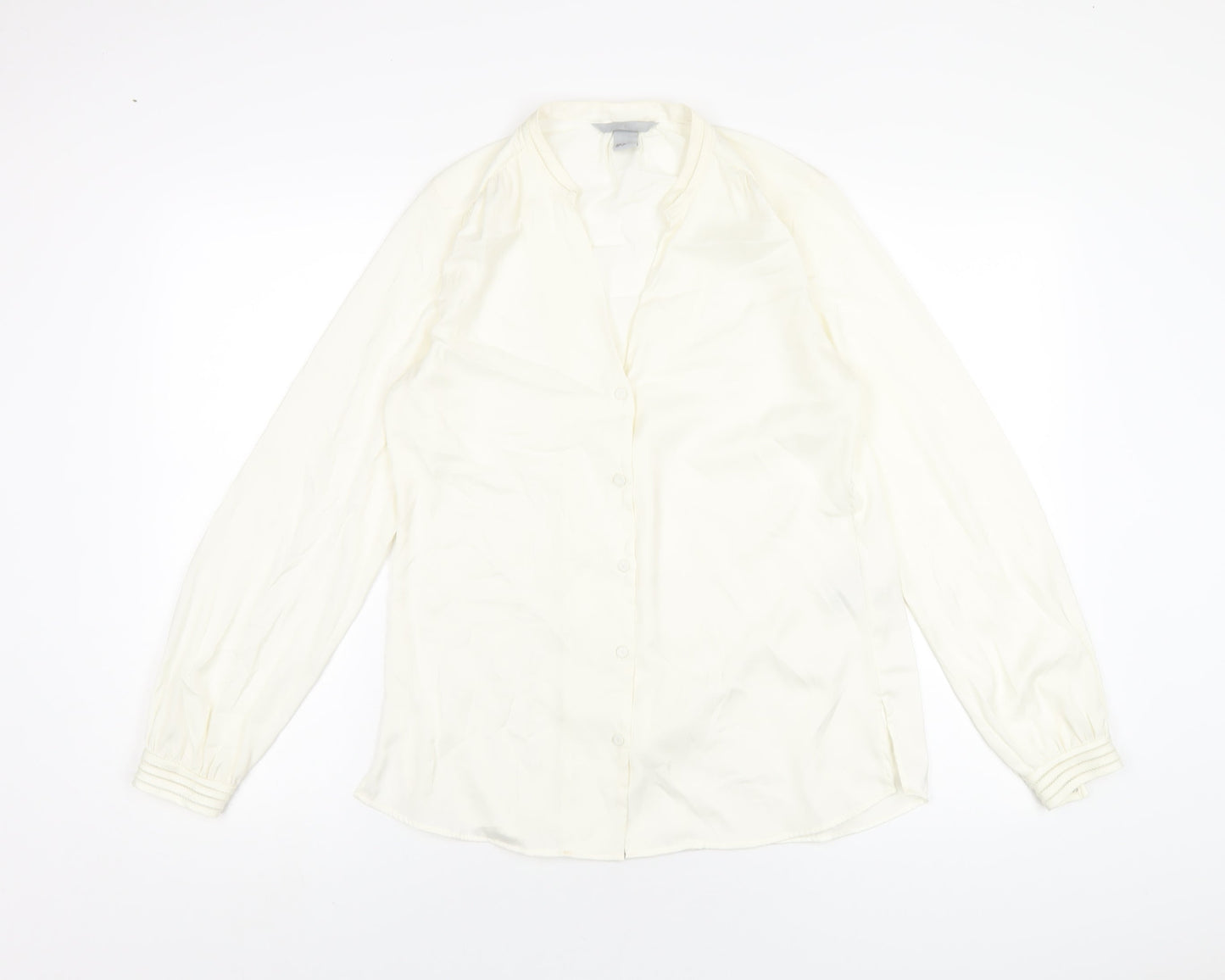 Womens UK Size 8 H&M Ivory Basic Button-Up