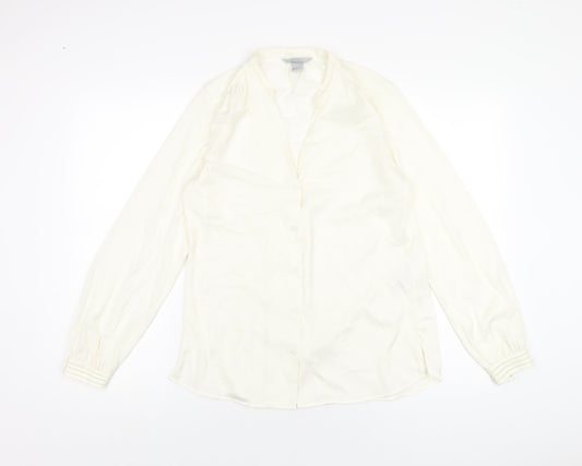 Womens UK Size 8 H&M Ivory Basic Button-Up