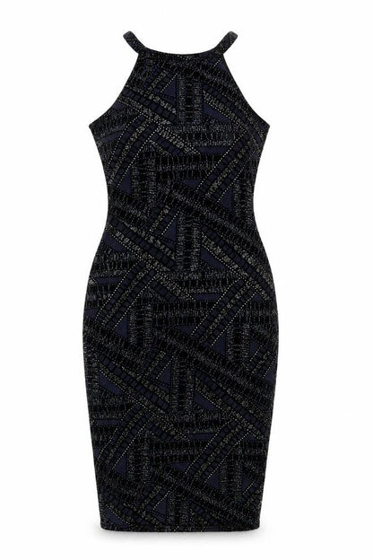 River Island Womens Blue Geometric Polyester Bodycon Size 6 Round Neck Pullover