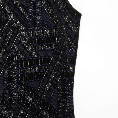 River Island Womens Blue Geometric Polyester Bodycon Size 6 Round Neck Pullover