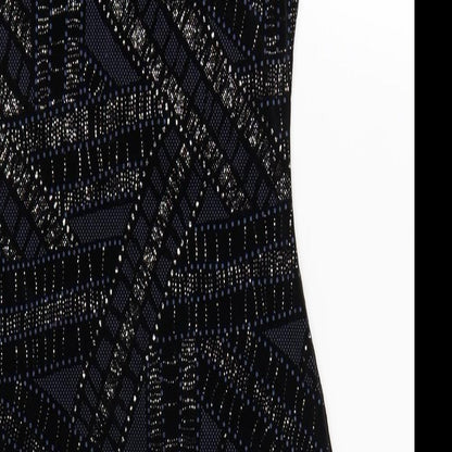 River Island Womens Blue Geometric Polyester Bodycon Size 6 Round Neck Pullover