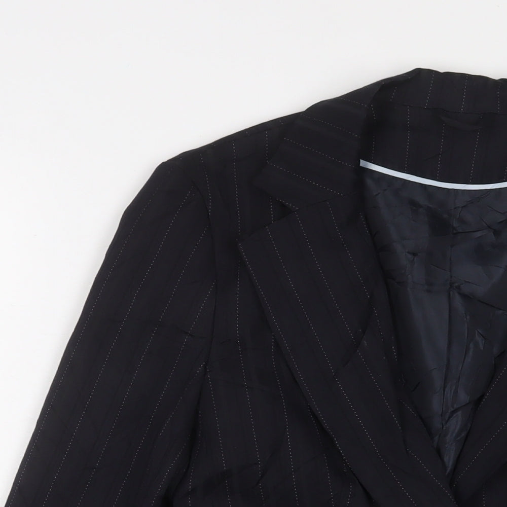 BAY Womens Blue Striped Jacket Blazer Size 12 Button